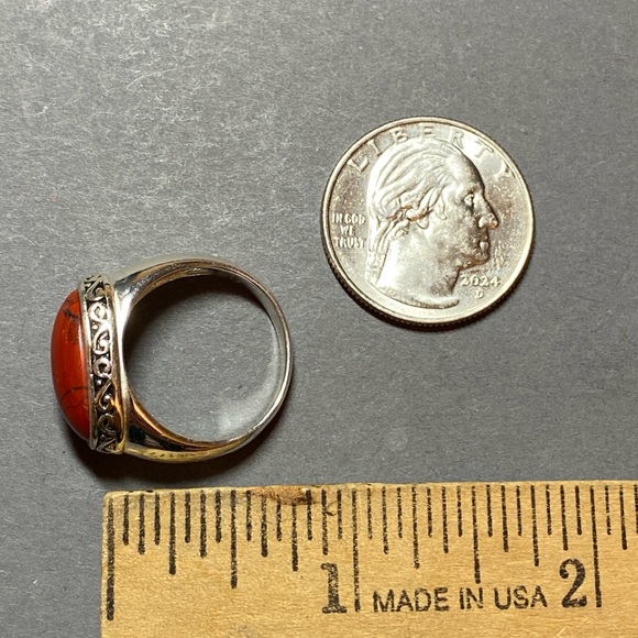 Vintage sterling silver red jasper ring size 8 - Picture 3 of 8